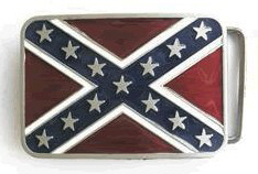 Confederate Flag Colored Enamel Belt Buckle